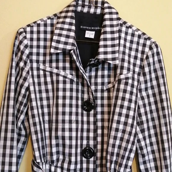 Bianca Nygard, vintage   black/white check lightweight coat ,size 8 - Picture 2 of 13